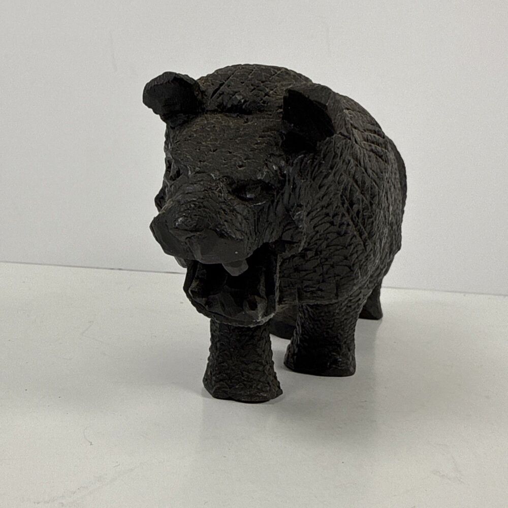 Hand Carved Dark Wooden Lion Exotic African Safari - 10in Long